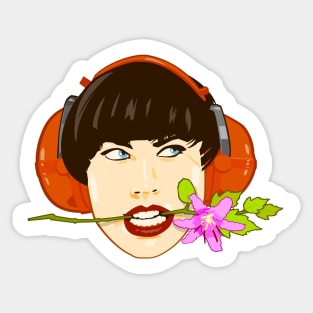 Girl Biting Flower Sticker